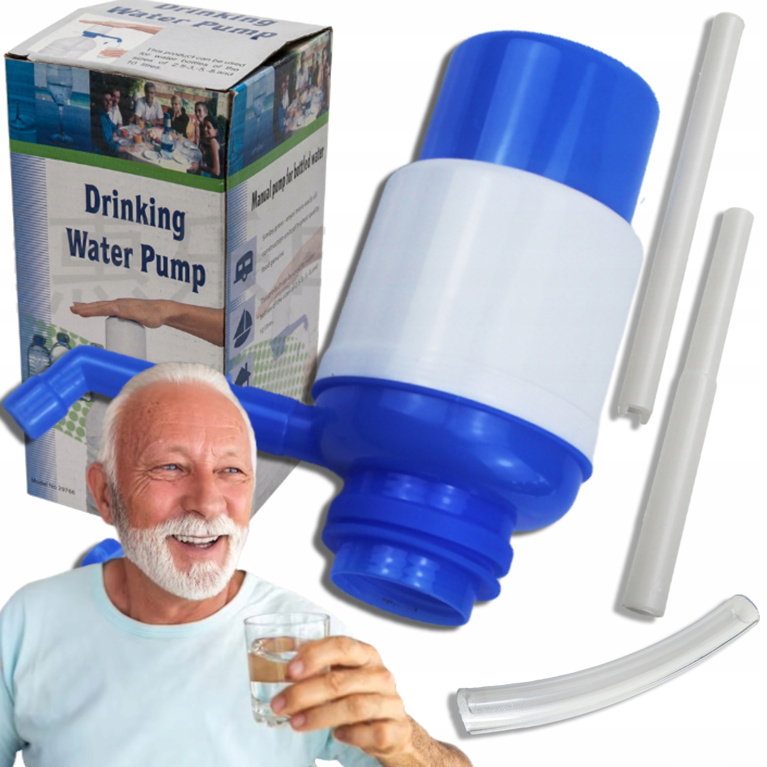 Dávkovač vody Ručná pumpa Fľaše 5l fľaša + PVC hadica 8/12mm fi postrekovač prevzdušňovanie, str